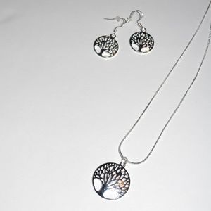 Silver Tree of Life Earrings & Necklace